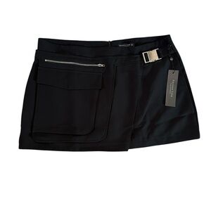 Emerson Lang Young Contemporary Black Buckle Belt Mini Skirt Size XL NWT